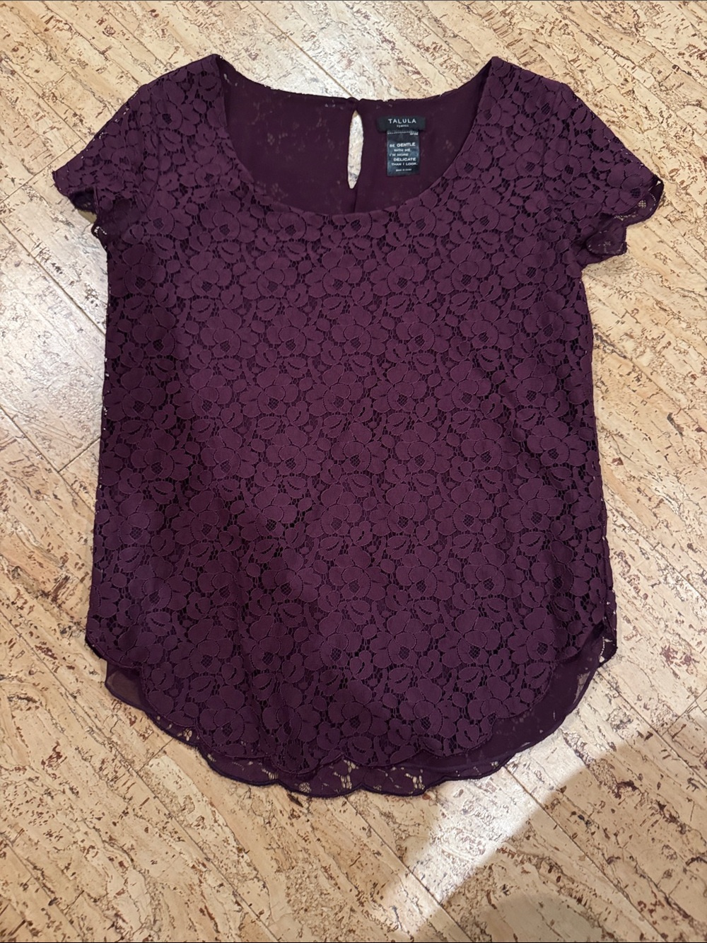 Aritzia Talula Lace Short Sleeve Blouse — Deep Plum